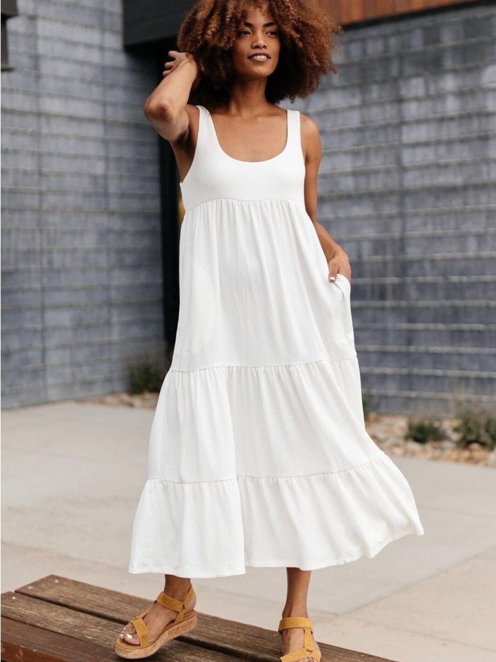 Fp Beach Free People Ivory White Reel Love Boho Midi Maxi Dress - Picture 1 of 4